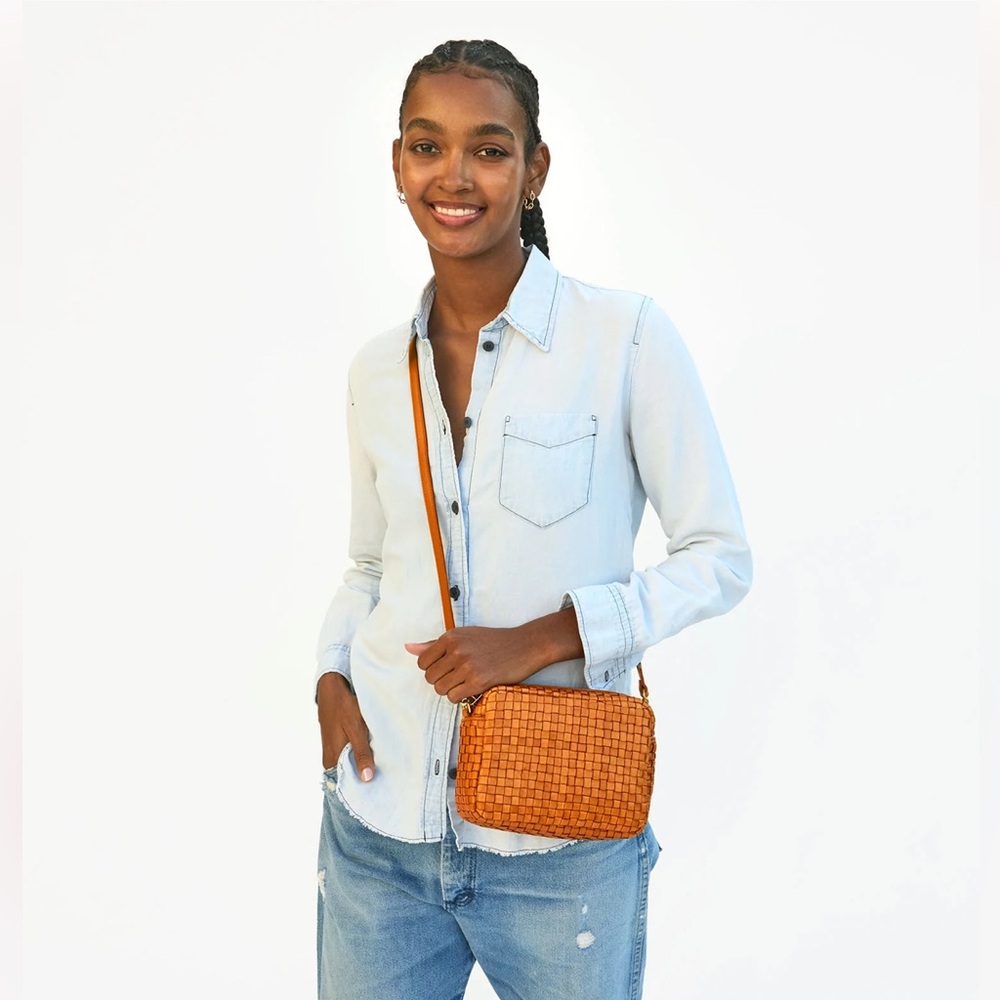 Clare V midi sac woven checker GREEN